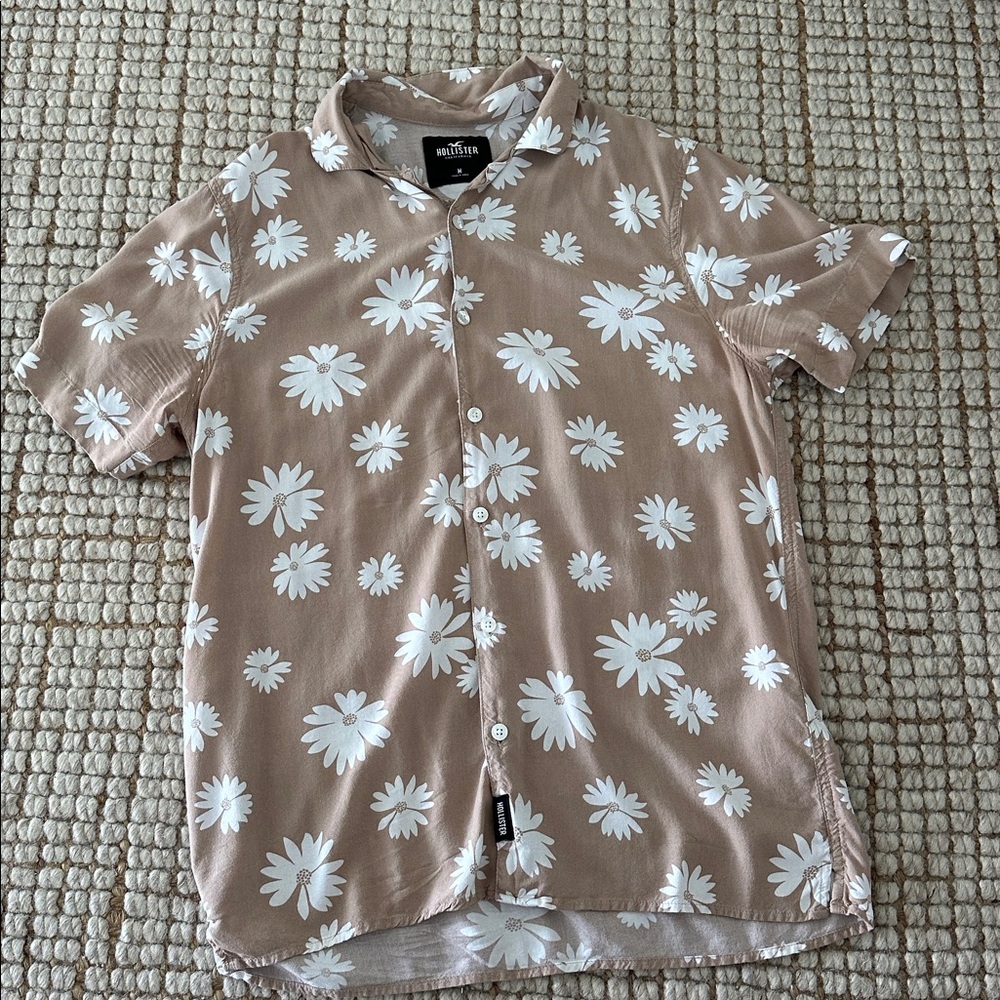 Hollister Tan Floral Shirt